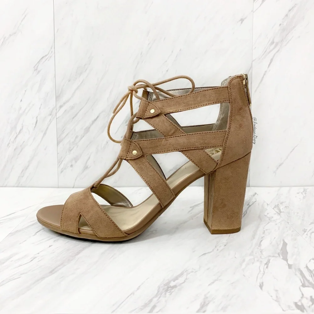 Circus Sam Edelman- Emilia Tan Lace Up Heels 8